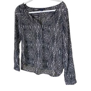 Black & White American Eagle Outfitters Sheer Bohemian Top Womens XS/Small Shirt